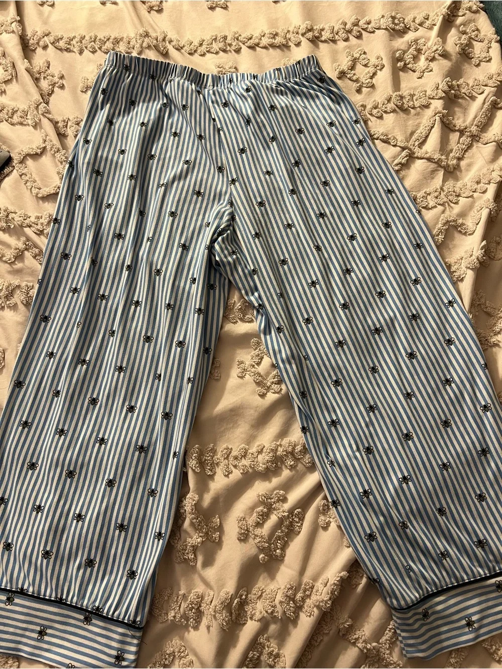 Kate Spade New York Buzzing Bees Stripe Print Pajama Pants -size Large